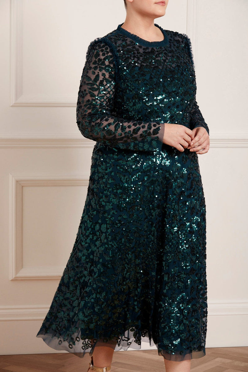 Aurelia Long Sleeve Ballerina Dress  Green | Needle & Thread