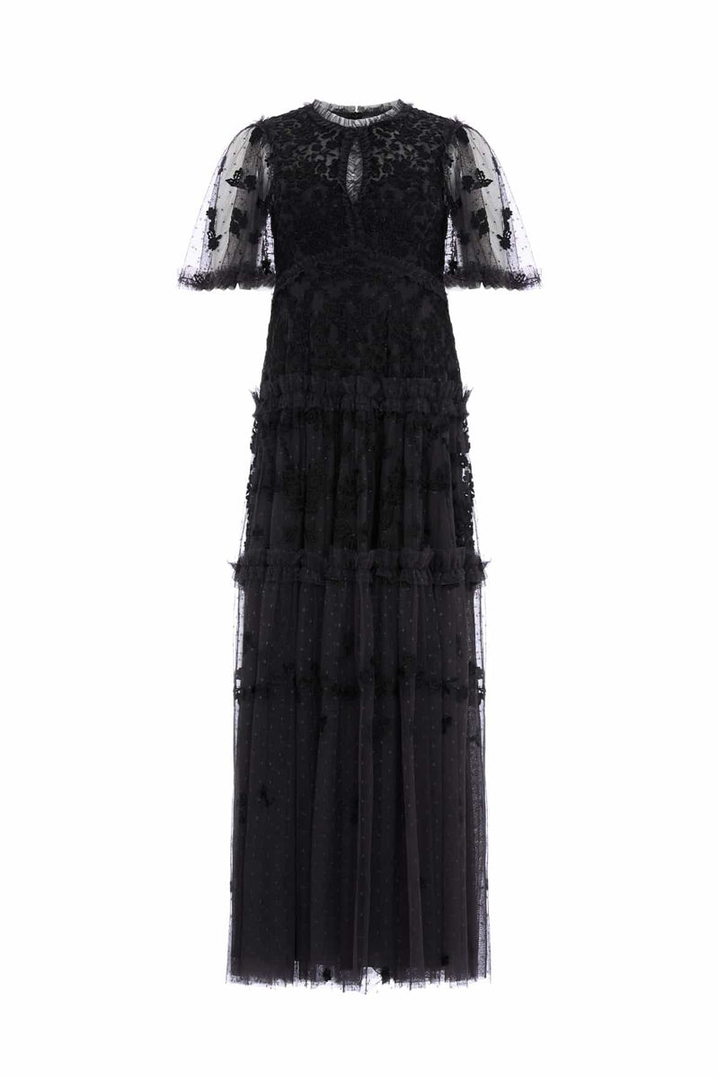 ワンピース THEREDTHREAD S pattern lace dress Blossom Lace Ankle Gown – Blue | Needle & Thread