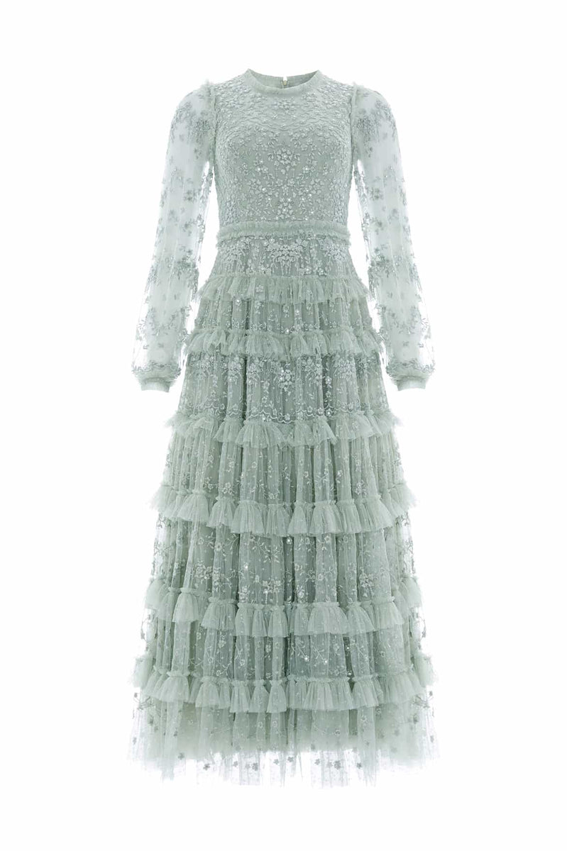 Blossom Lace Ankle Gown  Green | Needle & Thread
