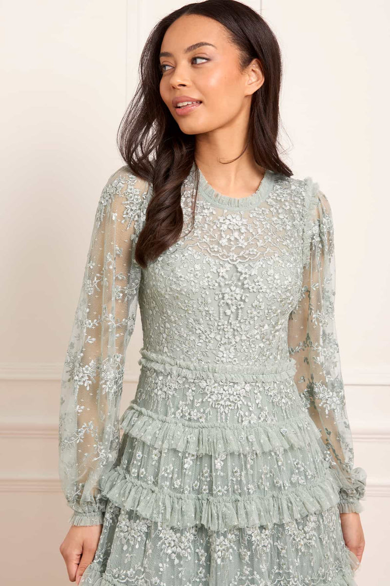 Blossom Lace Ankle Gown  Green | Needle & Thread