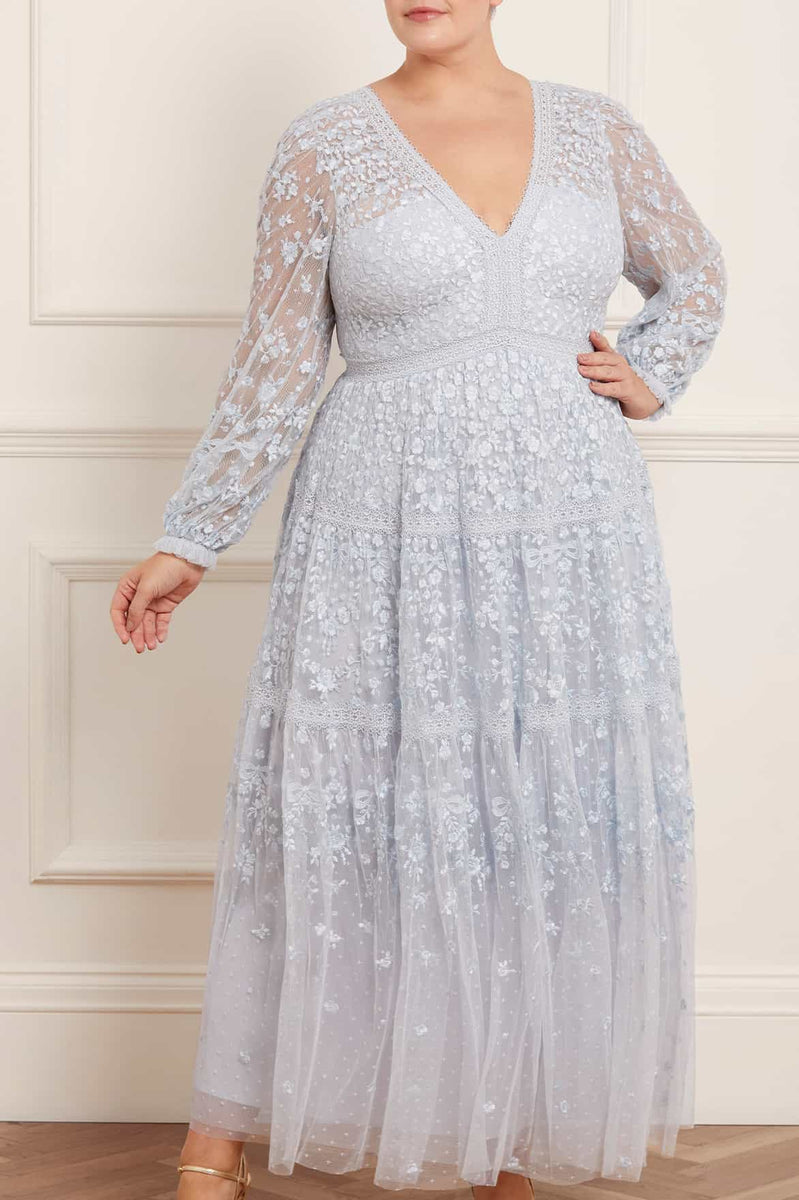 Celestia Ribbon Ankle Gown – Blue | Needle & Thread