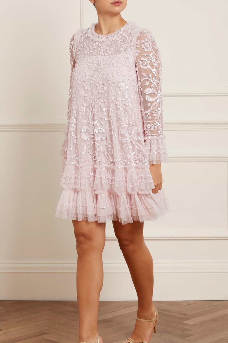 Celia Long Sleeve Mini Dress – Pink | Needle & Thread