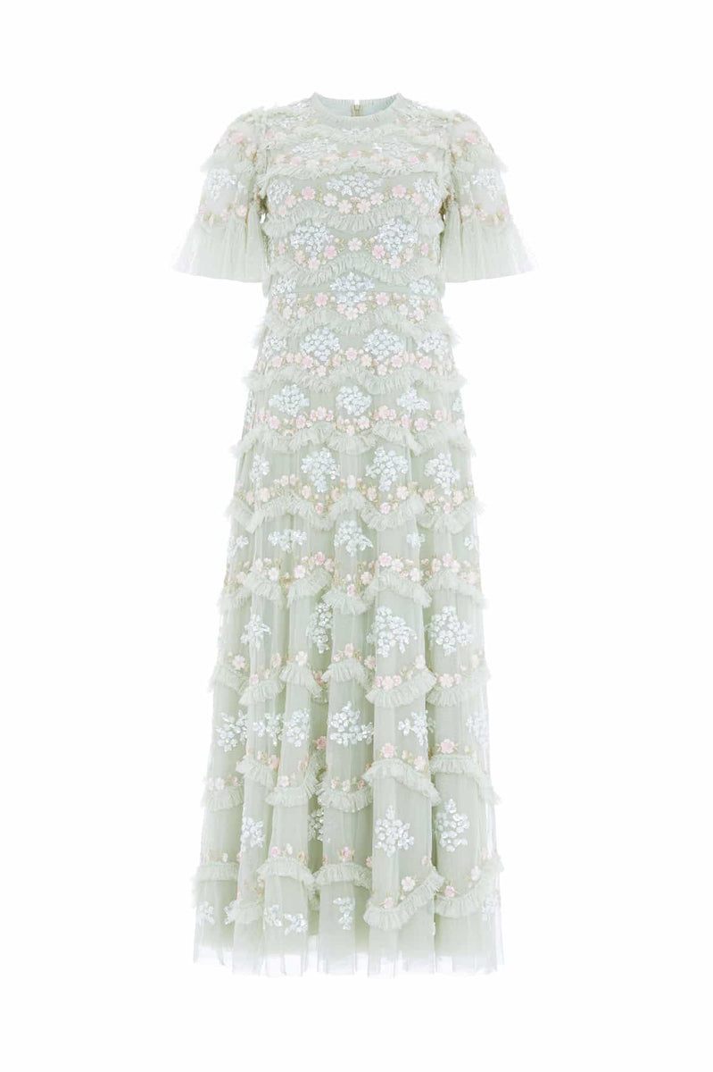 Daisy Wave Ankle Gown – Green | Needle & Thread