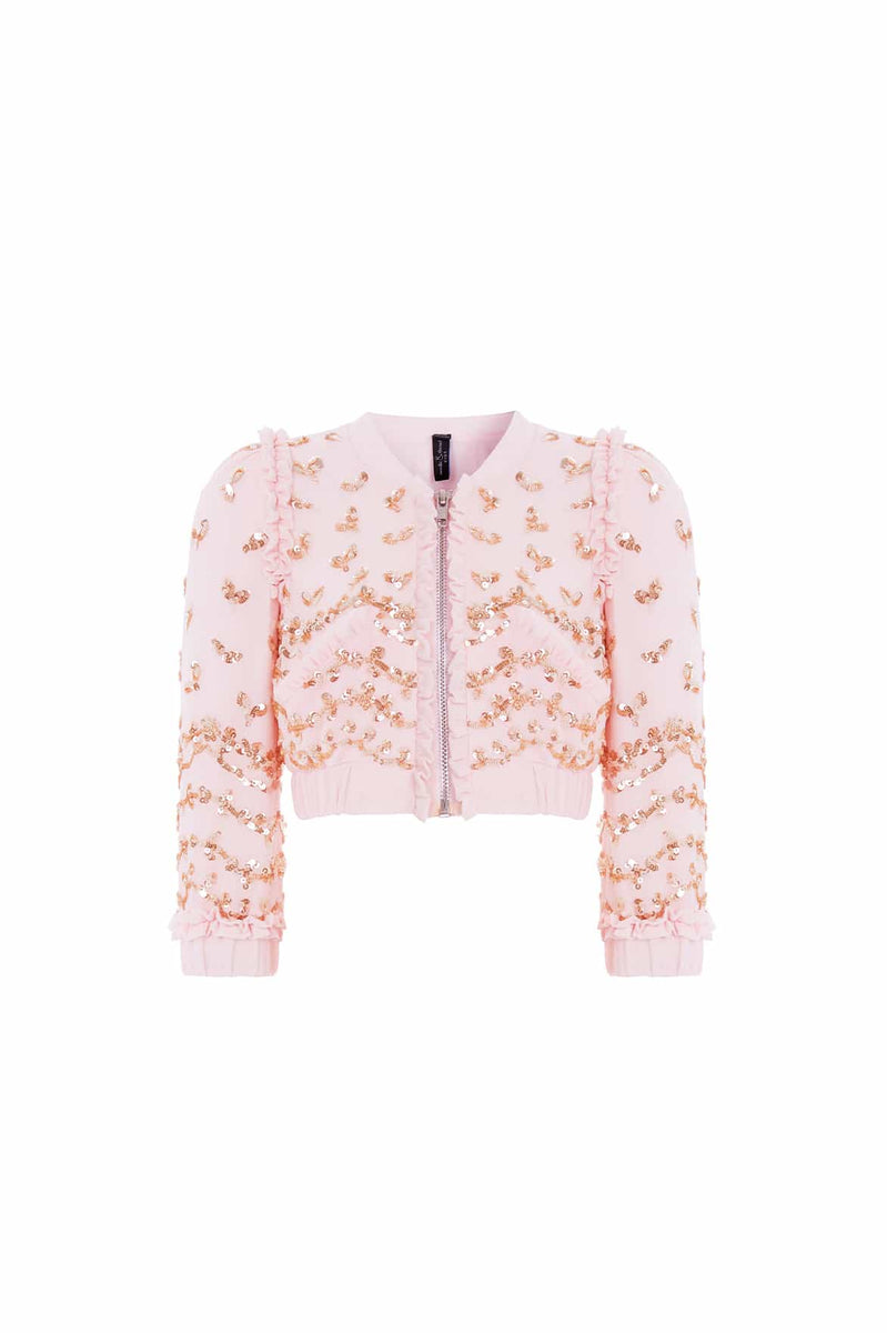 ★ ILLIGO★ PETAL FRILL BOMBER JACKET Petal frill Bomber Jacket Navy - ILLIGO