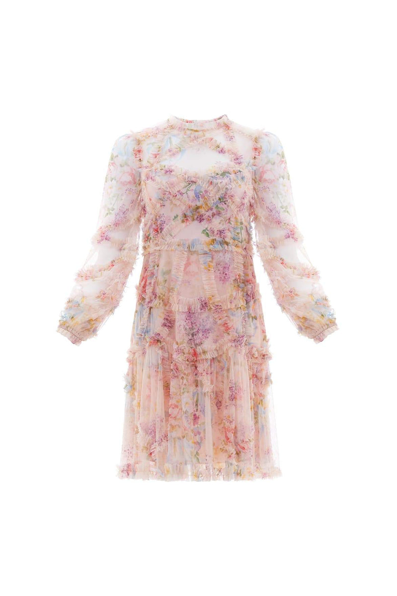 needle & thread ruffle midi dress in allover floral print Floral Diamond Ruffle Dress – Multi