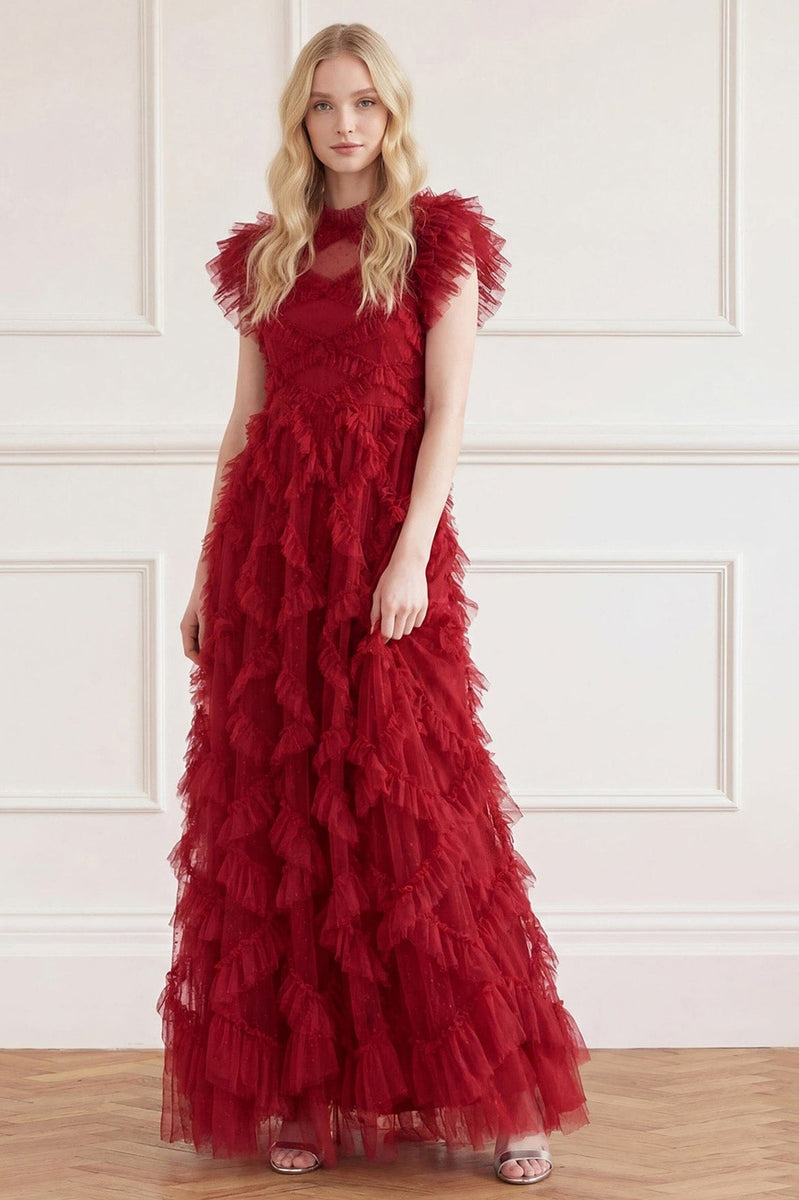 ワンピース THEREDTHREAD ruffle flow dress GENEVIEVERUFFLEGOWN-GOWN-