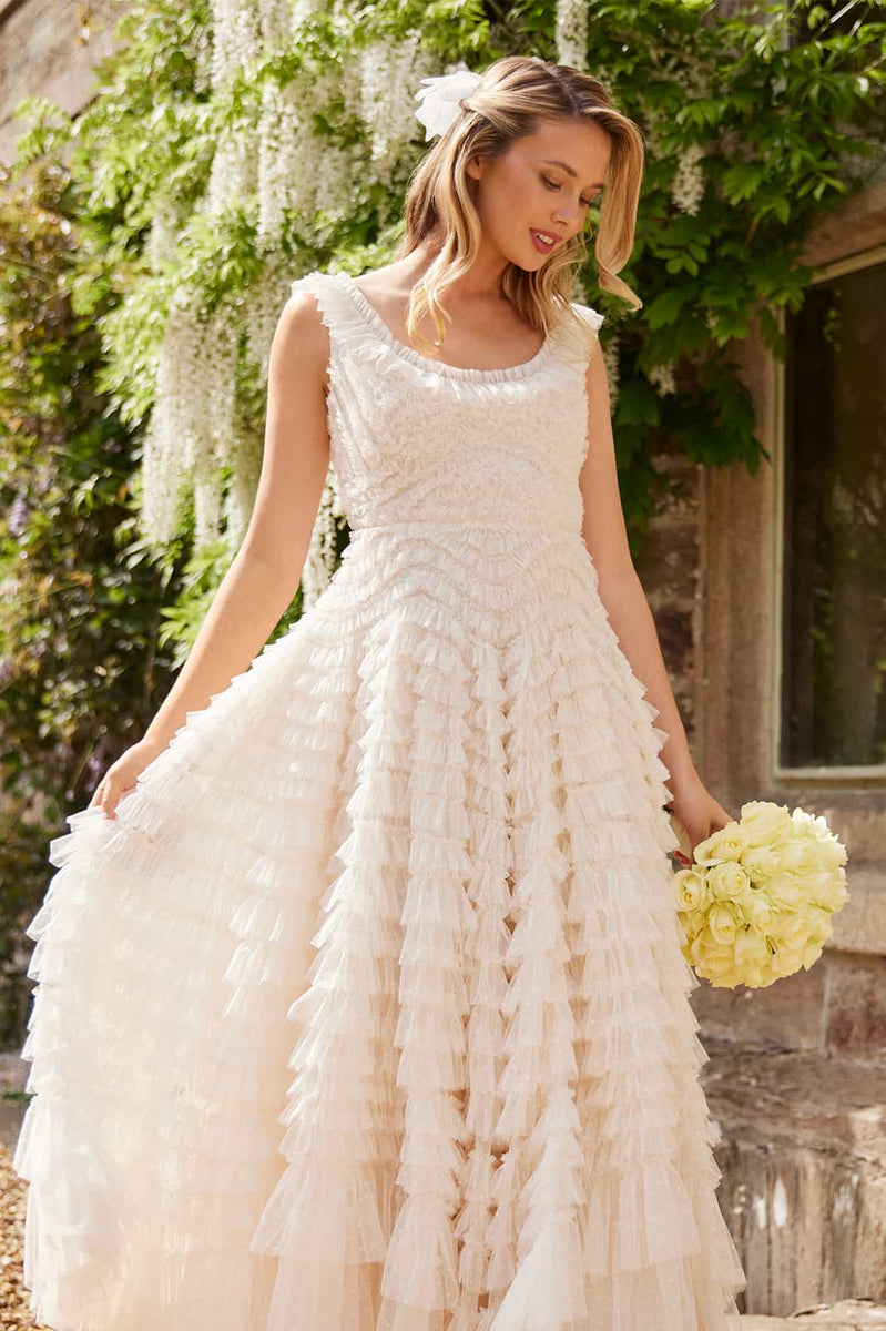 draper and damon formal dresses Cassidy Cream Slim Rosette Dress | Dresses main image 0