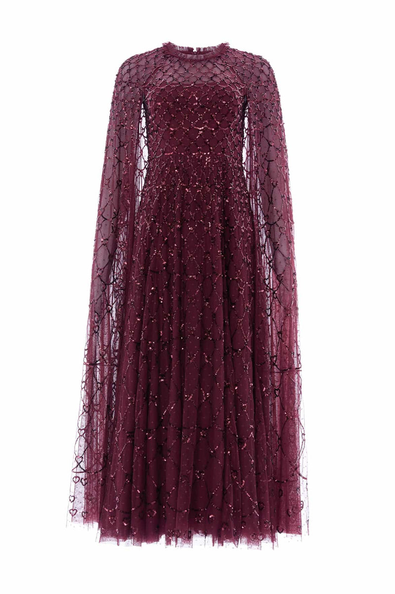 Heart Lattice Ankle Gown – Purple