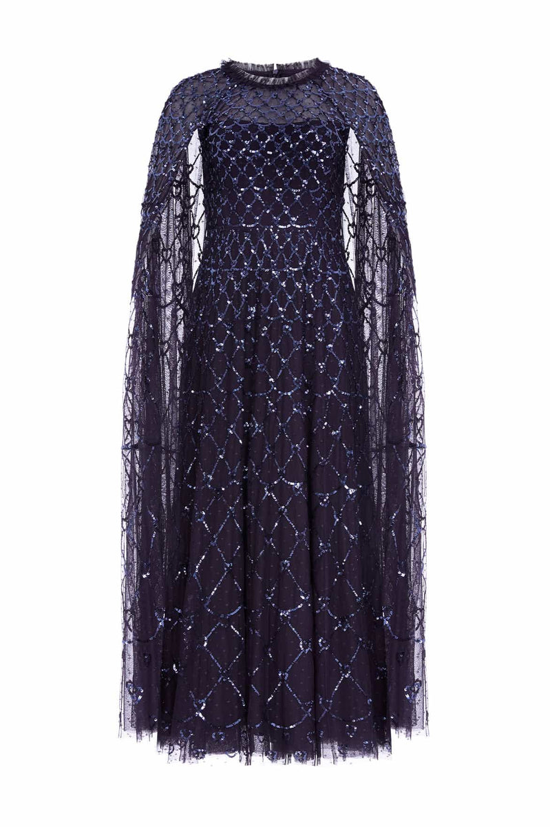 Heart Lattice Ankle Gown – Blue