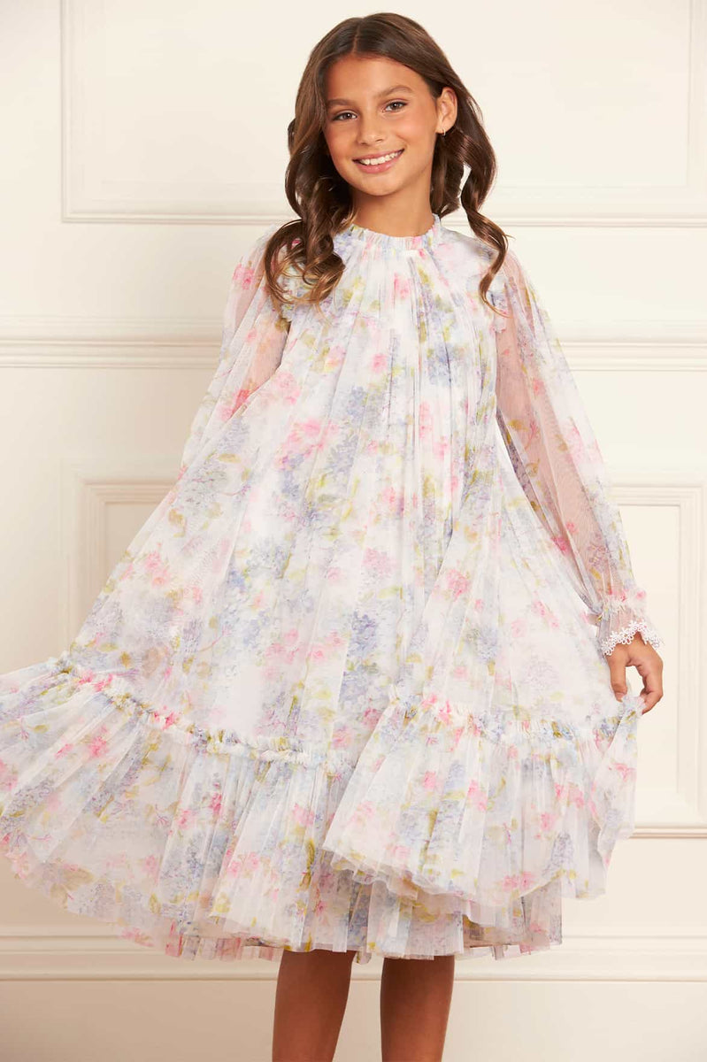 HYDRANGEALONGSLEEVEKIDSDRESS-