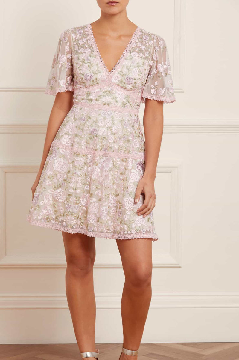 Eudase Mini Dress In Rose Red With Butterfly main image 1