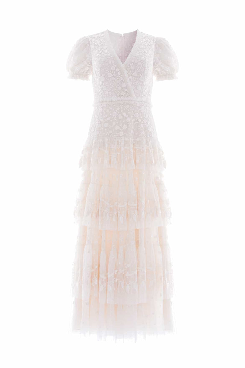 Layered Lace Ankle Gown Cream | Needle & Thread Layered Lace Ankle Gown Cream | Needle & Thread