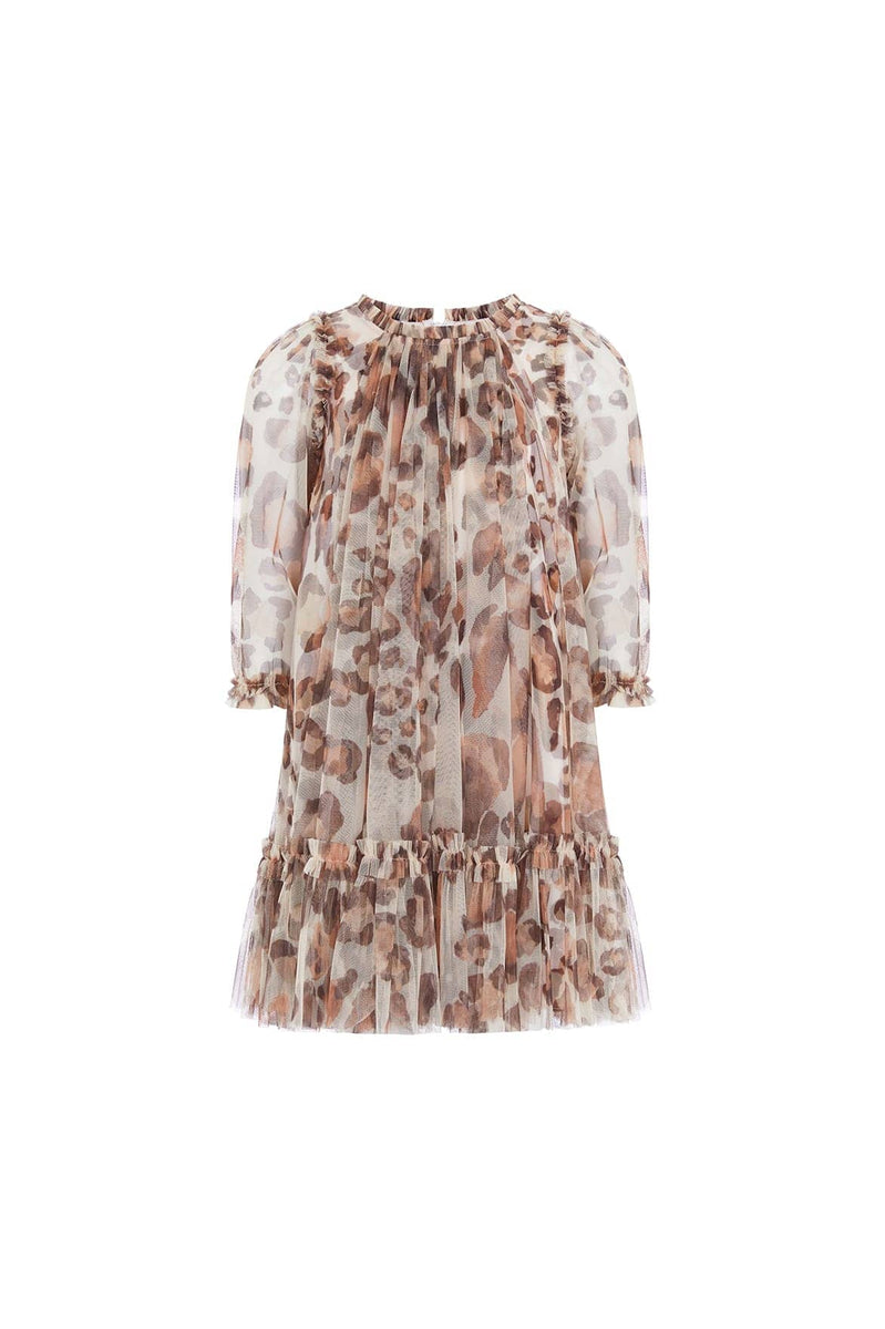 Leopard Long Sleeve Kids Dress – Multi | Needle & Thread