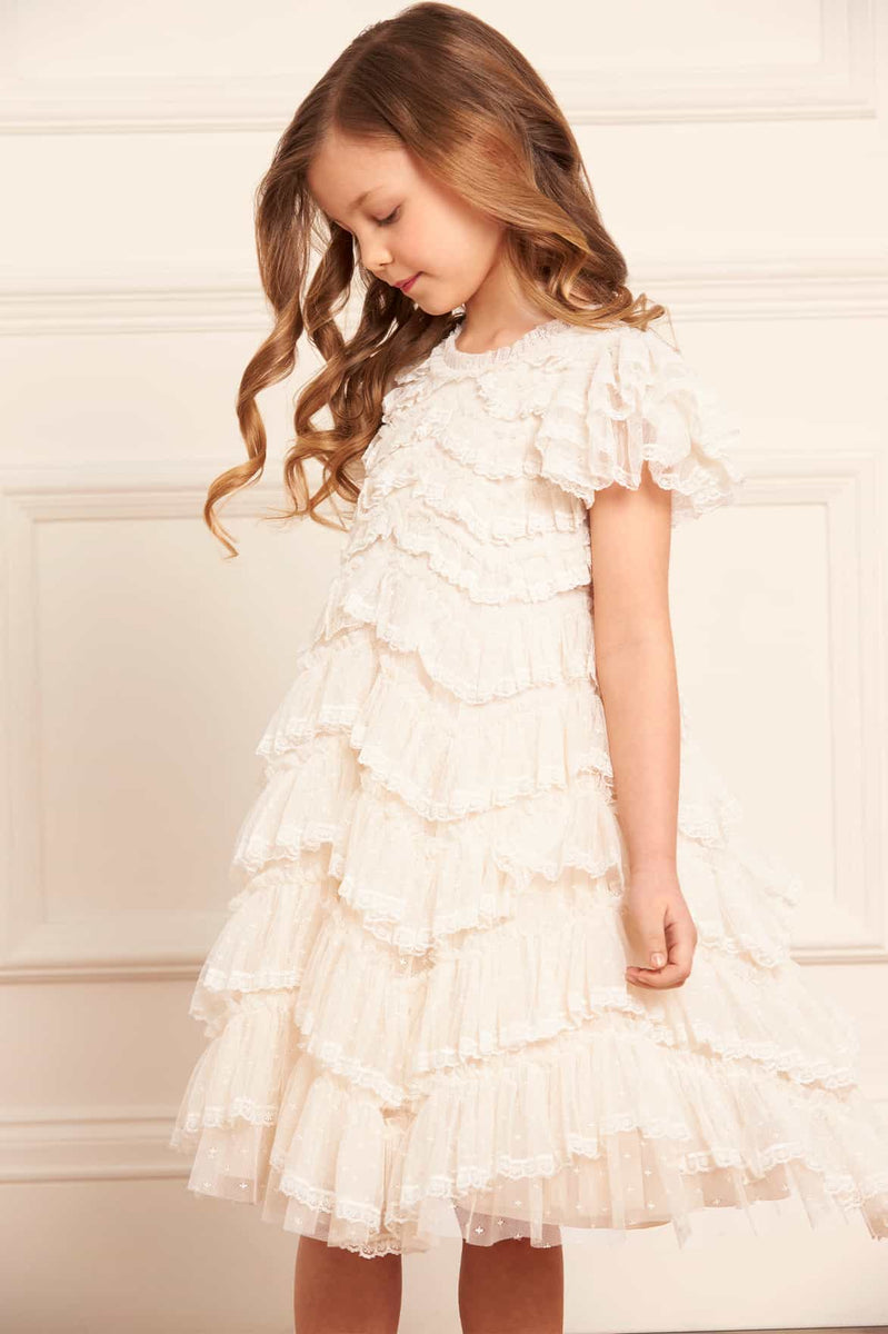 Libby Lace Kids Dress – Champagne | Needle & Thread