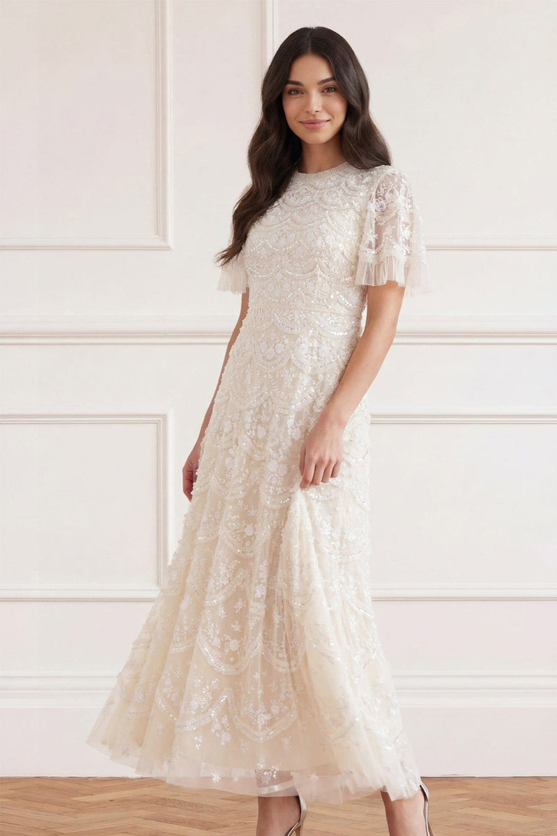 Lily Bloom Ankle Gown – Cream
