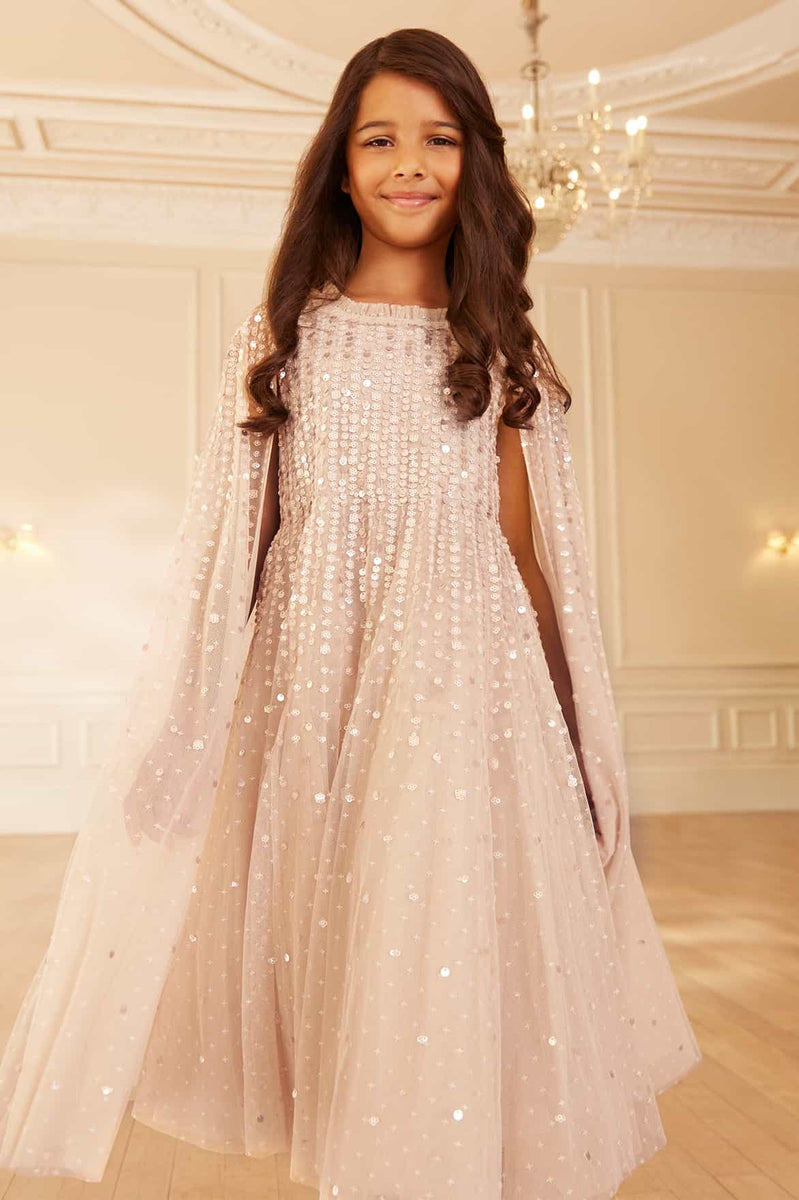 needle and thread gold sequin dress Aurora Gown  Beige