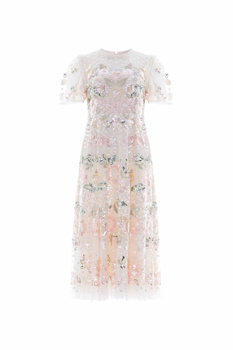Rosalie Short Sleeve Ballerina Dress – Cream