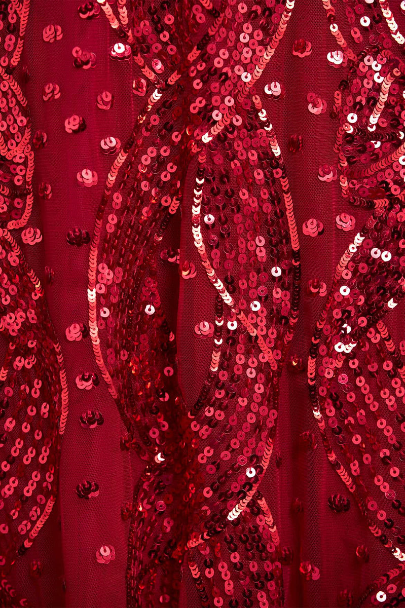 open lace back dress NEEDLE & THREAD Red Valentine Tulle Ruffle Gown UK 10 – Reliked main image 1