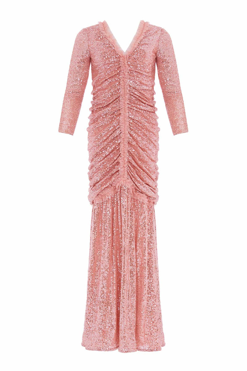 Long Sleeve Threadwork Gown