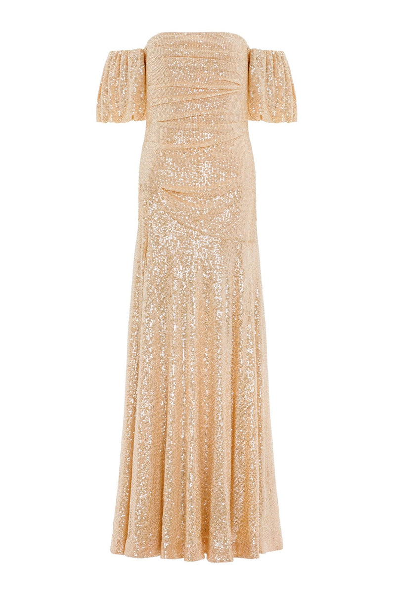 Sunbeam Valentina Off-Shoulder Gown Gold | Needle & Thread Sunbeam Valentina Off-Shoulder Gown Gold | Needle & Thread