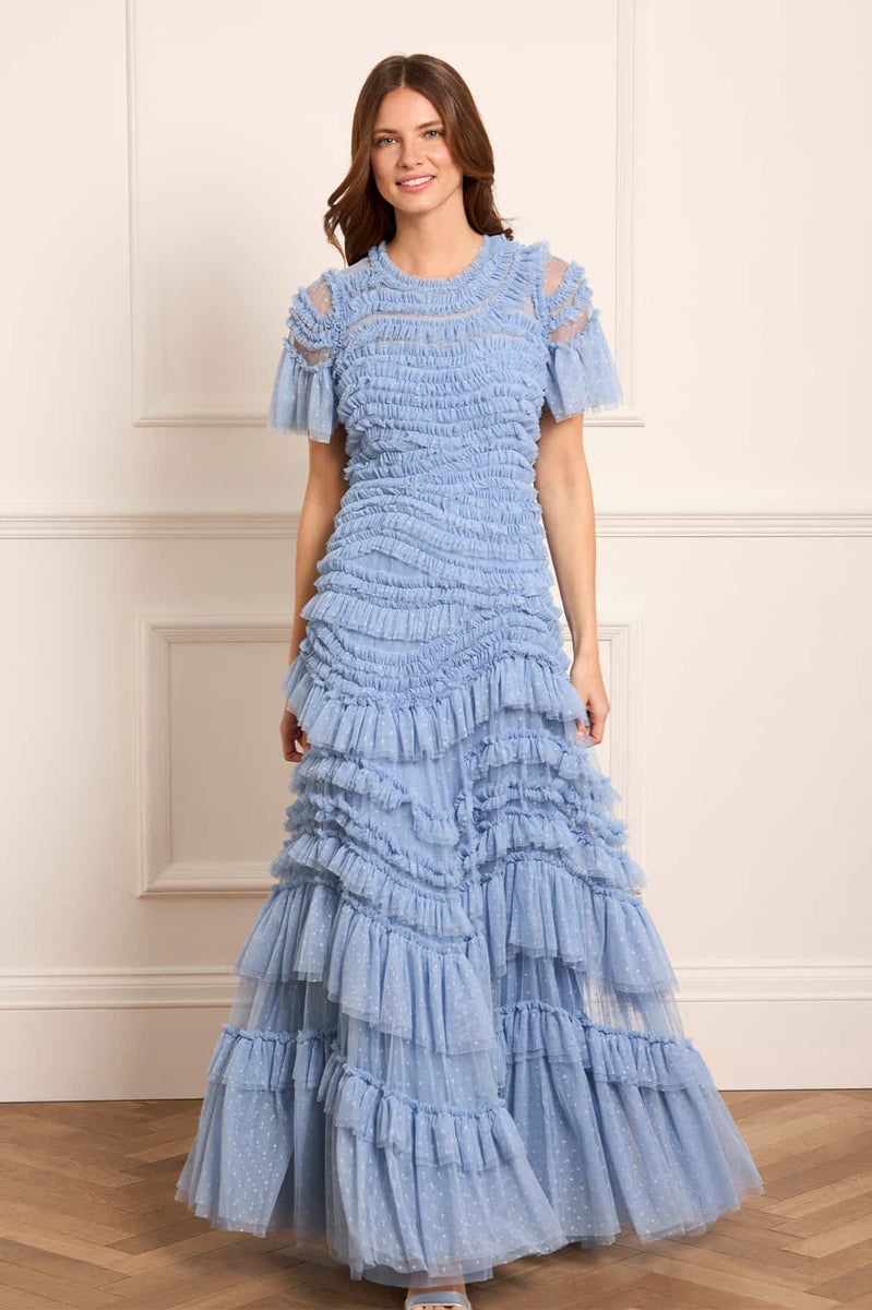 Wild Rose Short Sleeve Gown – Blue | Needle & Thread