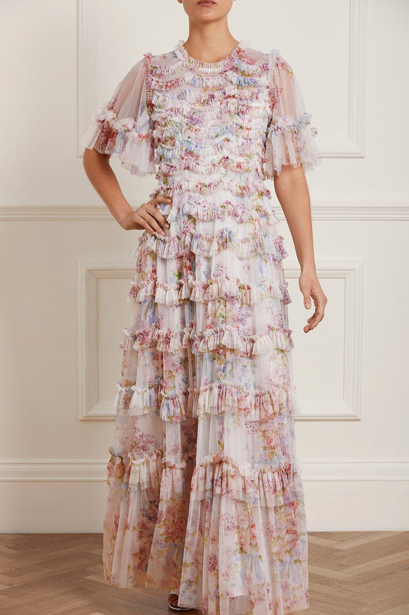 Floral Wonder Ruffle Gown – Multi