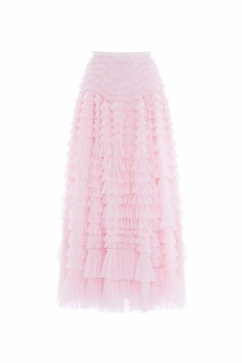 epine ♡ é zipper tulle frill skirt ♡ HATTIERUFFLEANKLESKIRT-