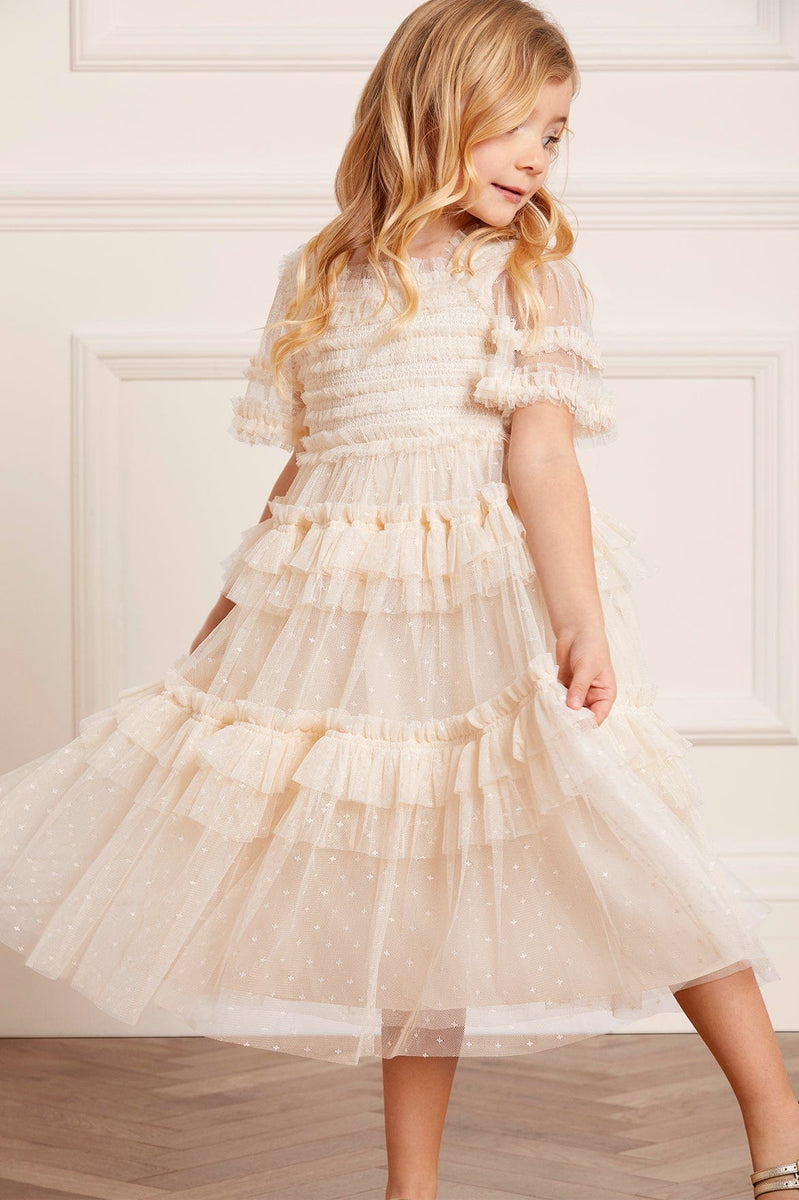 Peaches Smocked Kids Dress Champagne Needle Thread