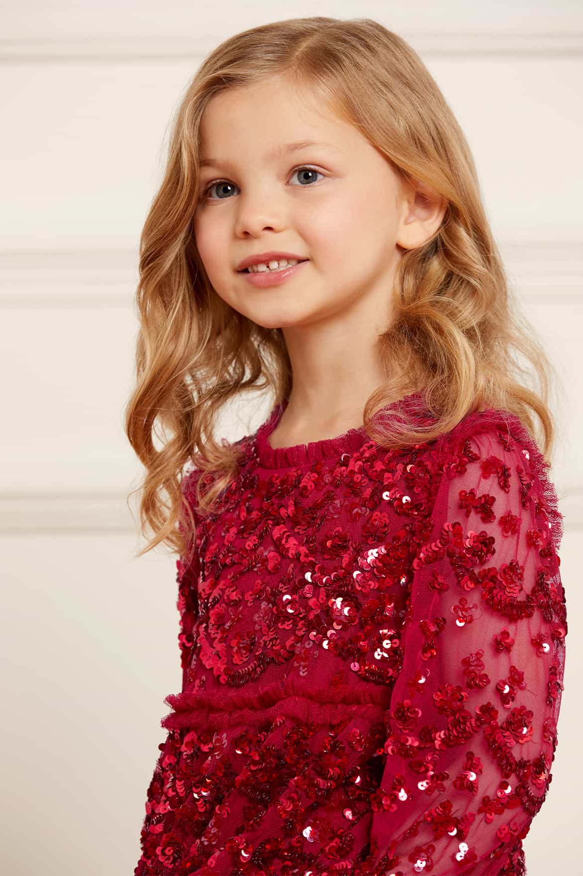 Alina Sequin Kids Dress – Red