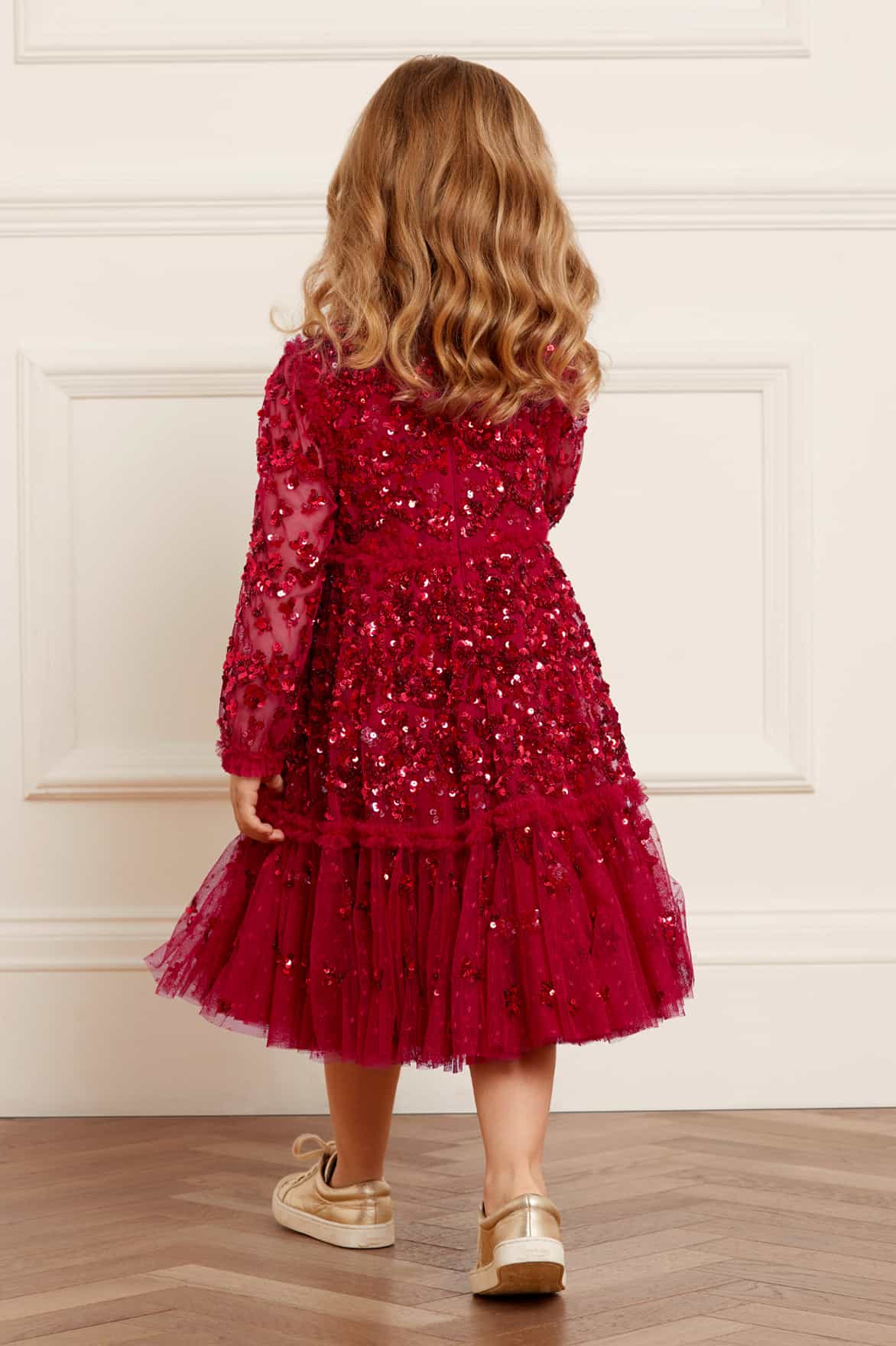 Alina Sequin Kids Dress – Red