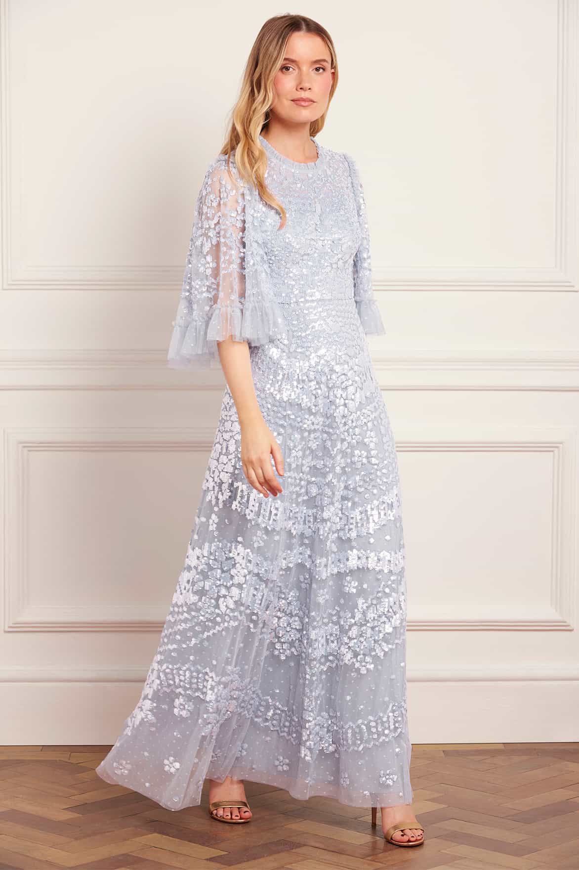 anais sequin dress Anais Sequin Frill Ankle Gown