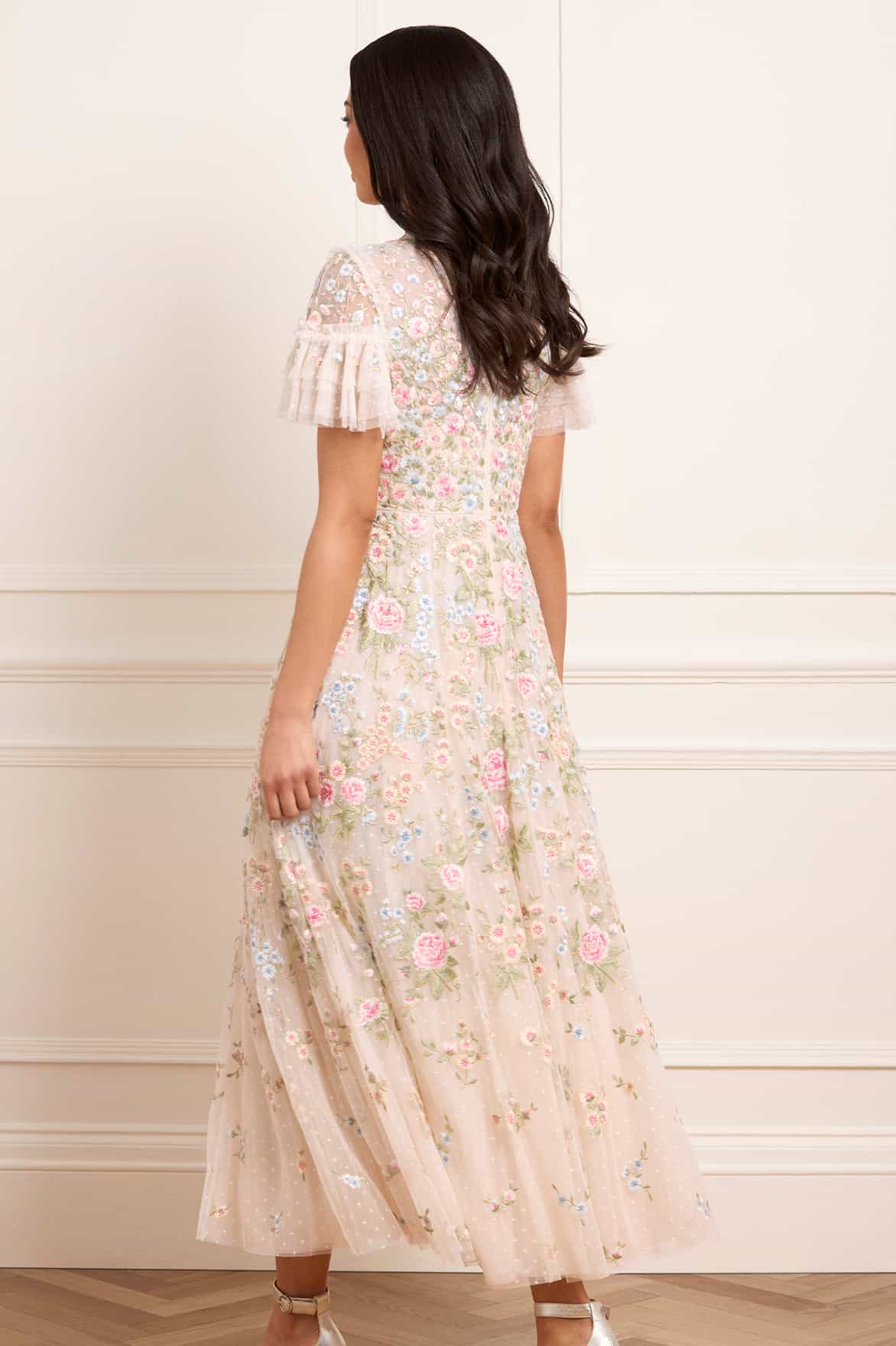 Antoinettes Floral Round Neck Ankle Gown Antoinettes Floral Round Neck Ankle Gown