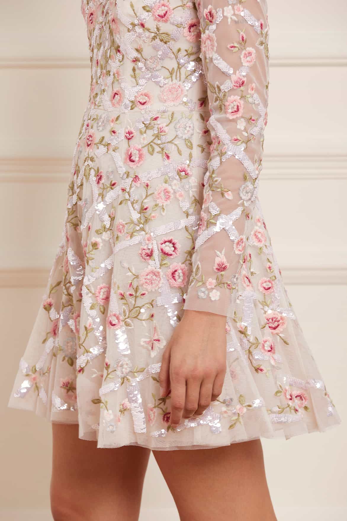 Athena Rose Micro Mini Dress – Champagne | Needle & Thread Athena Rose Micro Mini Dress – Champagne | Needle & Thread