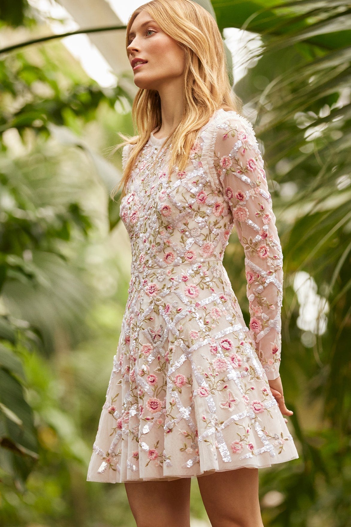 See Thru Micro Rhinestone Micro Dress