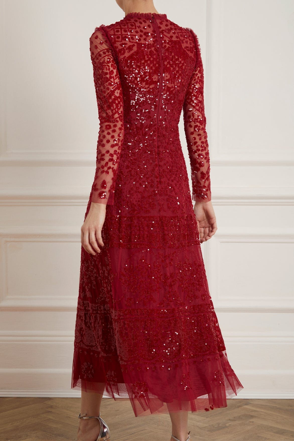 ballerina length evening dresses Ballerina Length Lace Up Evening Dress with Waist Panel