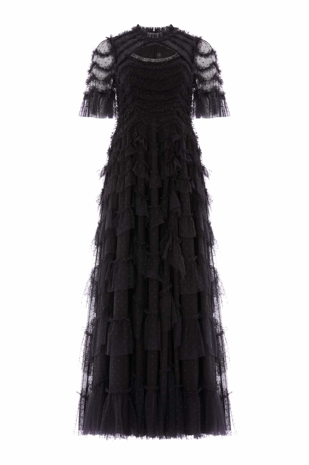 Aviana Short Sleeve Gown – Black