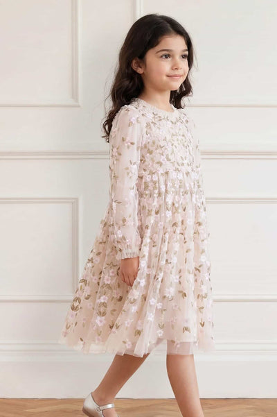 needle and thread dress long sleeve Needle & Thread Rosalie Sequin-Embellished Long-Sleeve Dress - Neutrals - 20% Off