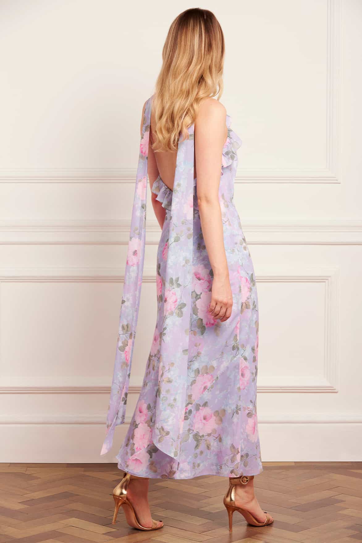 purple chiffon halter dress Lilac Chiffon Halter A-line Backless Long Bridesmaid Dresses, CB0224 clover sew