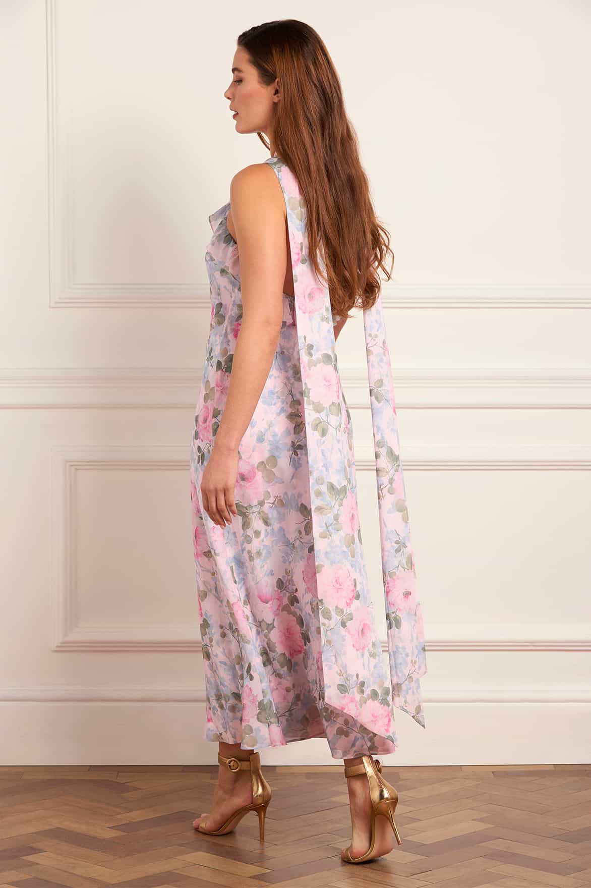 flower chiffon dress high neck dresses MissJophiel High Neck Long Sleeves Floral Print Chiffon Long Dress Other / Above Knee / US2