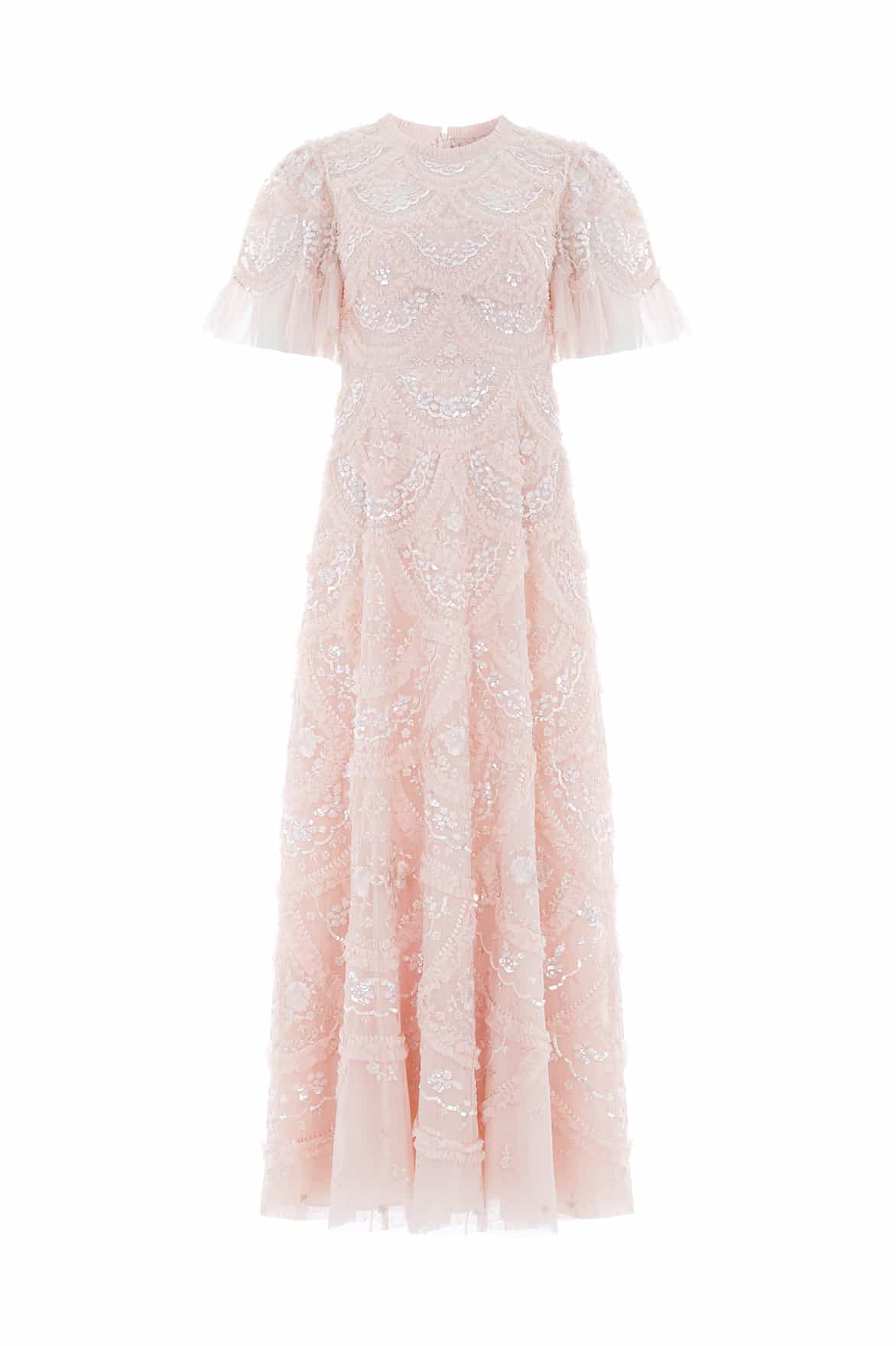 Carmen Ruffle Ankle Gown – Pink | Needle & Thread