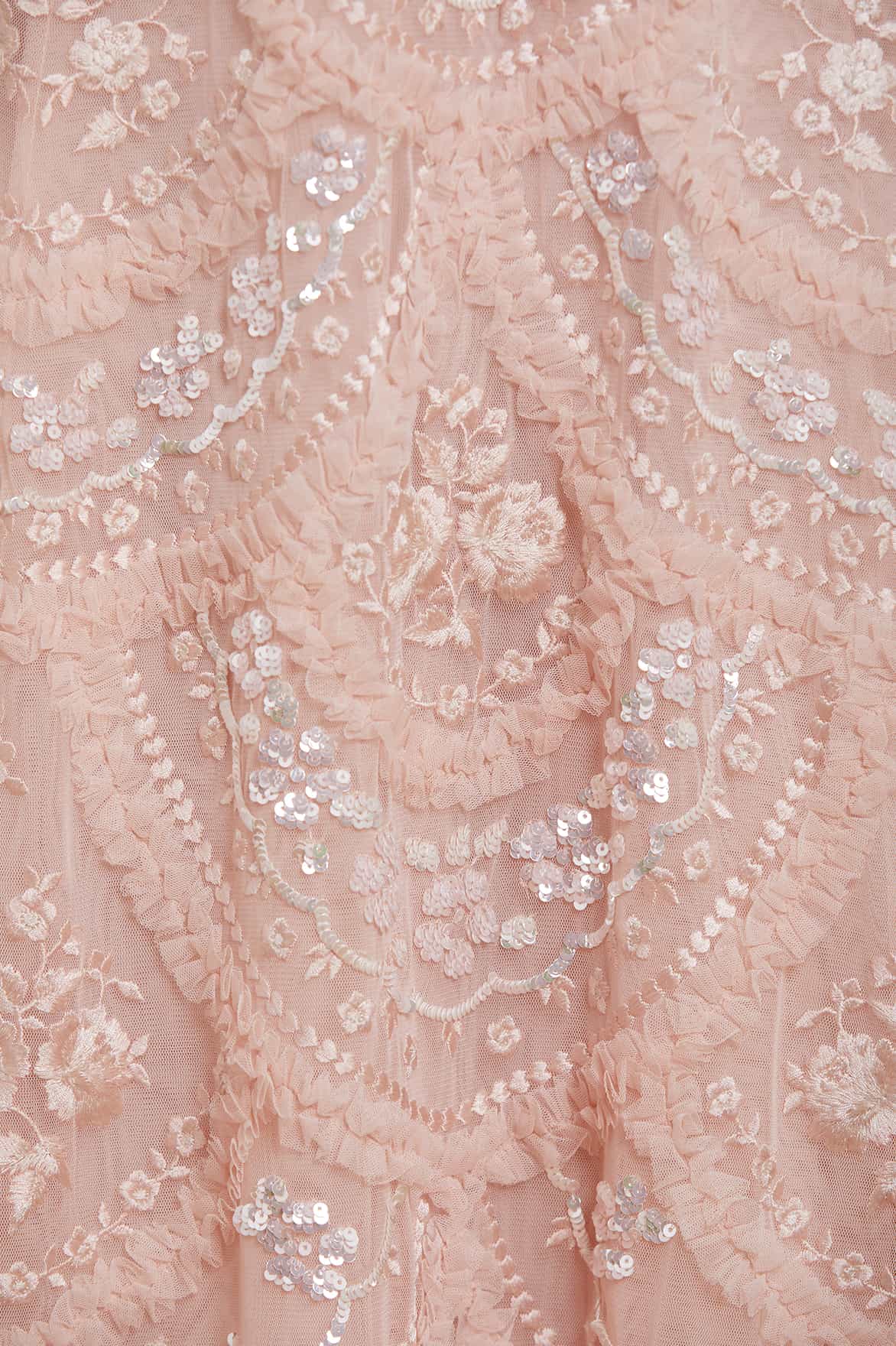 needle and thread pink ruffle dress Needle & Thread Pink Willow Ruffle V-Neck Gown BRAND NEW