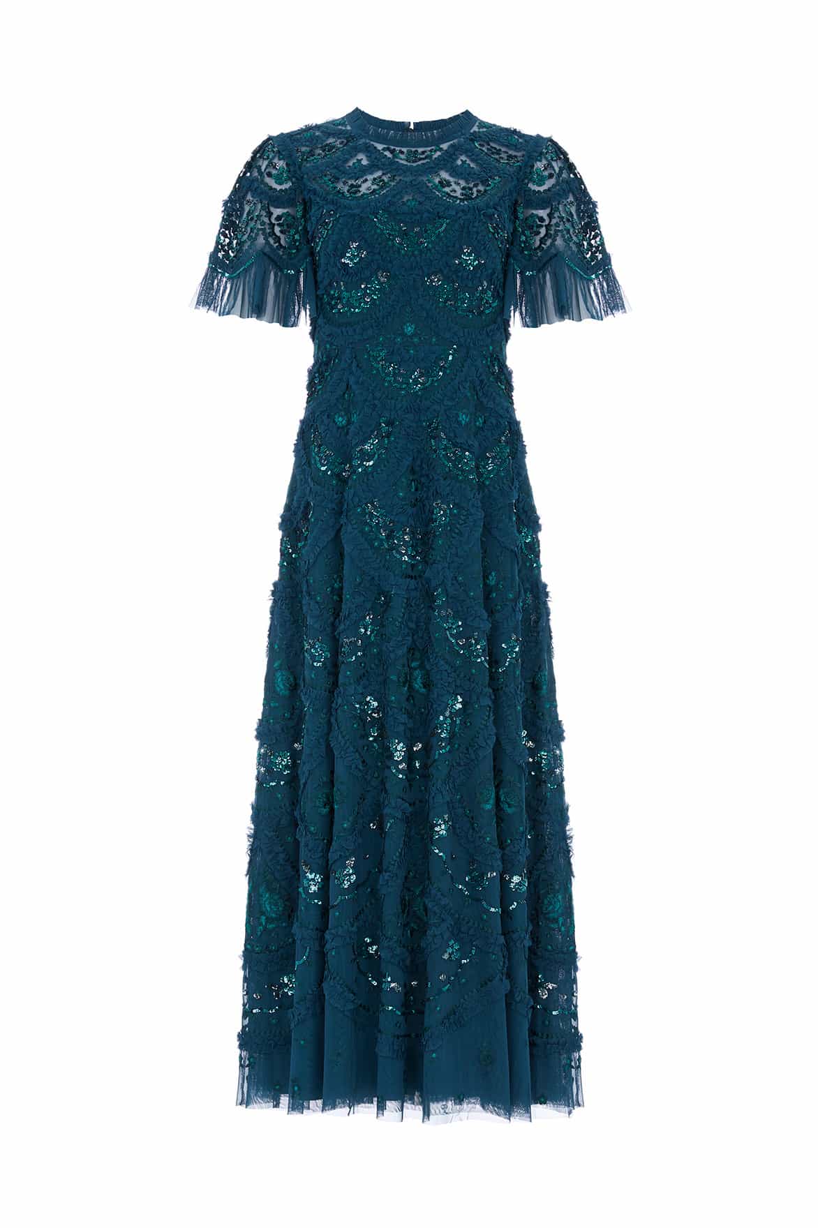 green needle and thread dress Daisy Wave Ankle Gown Green