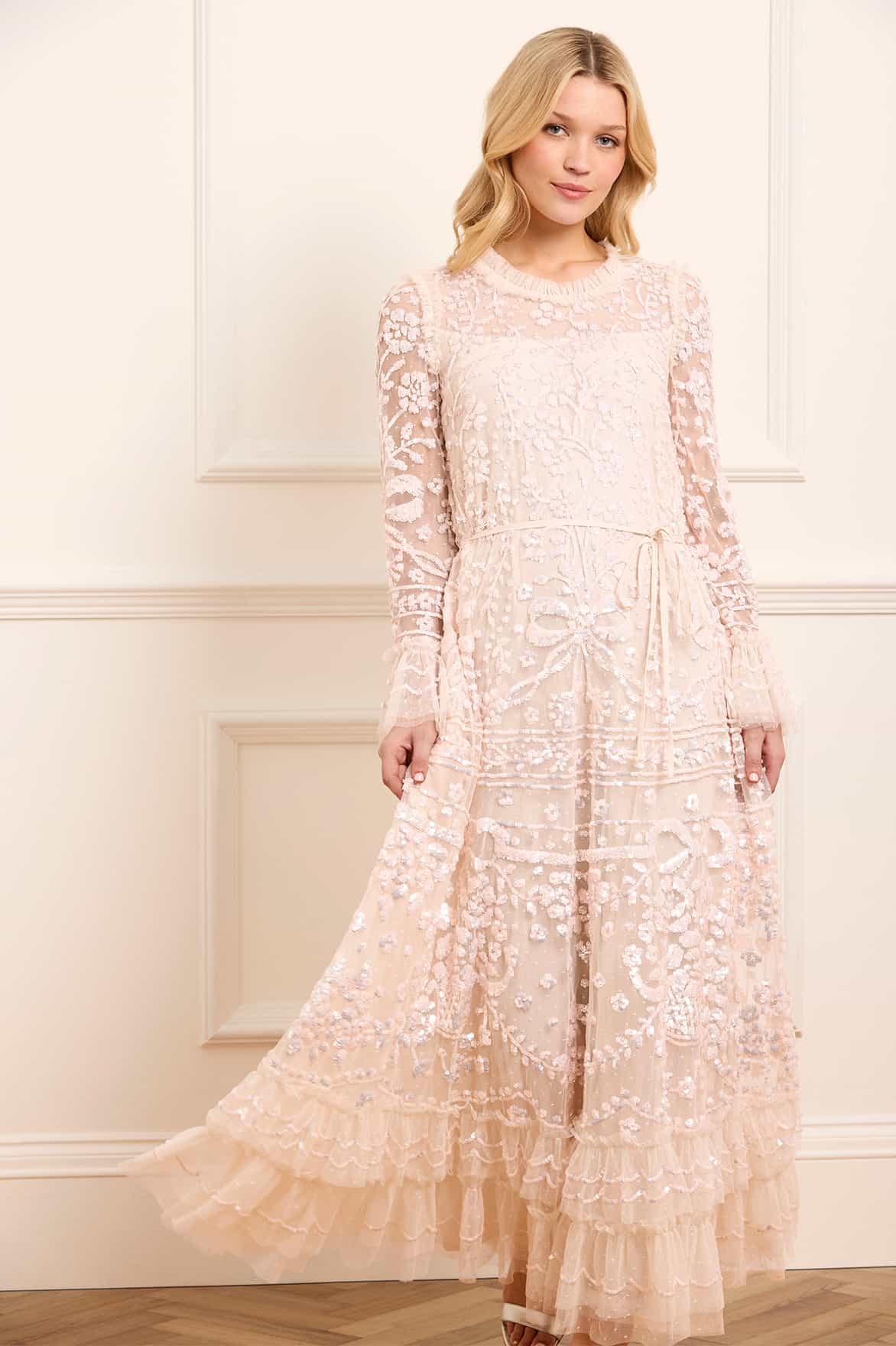 Celia Long Sleeve Ankle Gown Cream | Needle & Thread Celia Long Sleeve Ankle Gown Cream | Needle & Thread