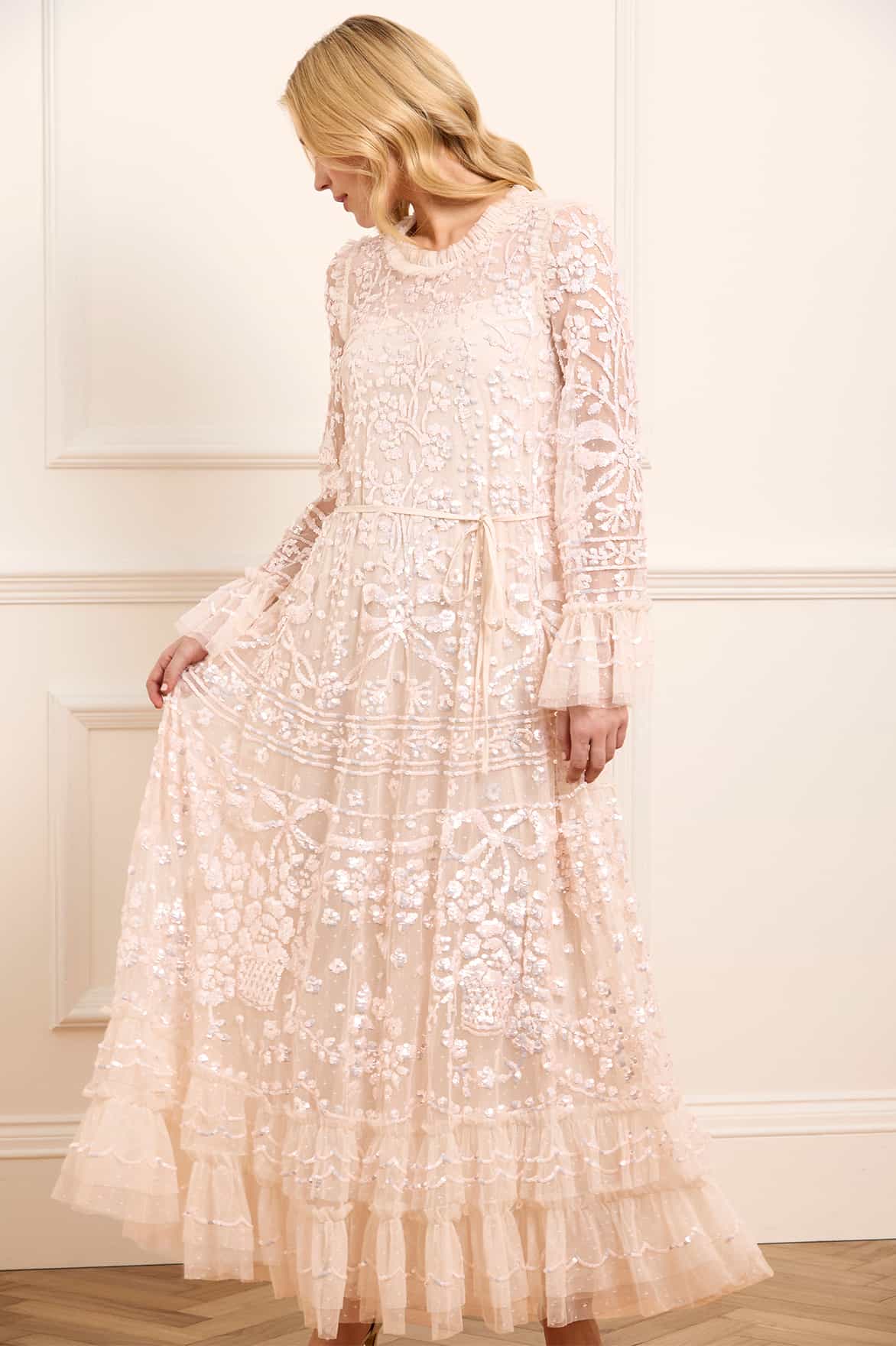 Celia Long Sleeve Ankle Gown Cream | Needle & Thread Celia Long Sleeve Ankle Gown Cream | Needle & Thread
