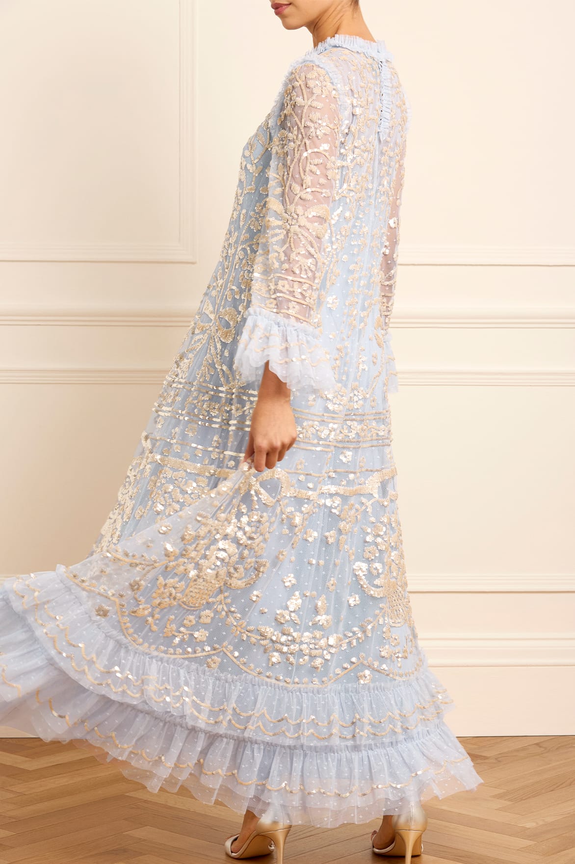 Celia Long Sleeve Ankle Gown Blue | Needle & Thread Celia Long Sleeve Ankle Gown Blue | Needle & Thread