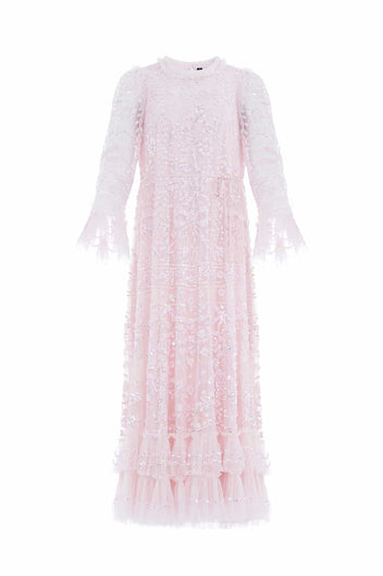 Celia Long Sleeve Ankle Gown – Pink | Needle & Thread