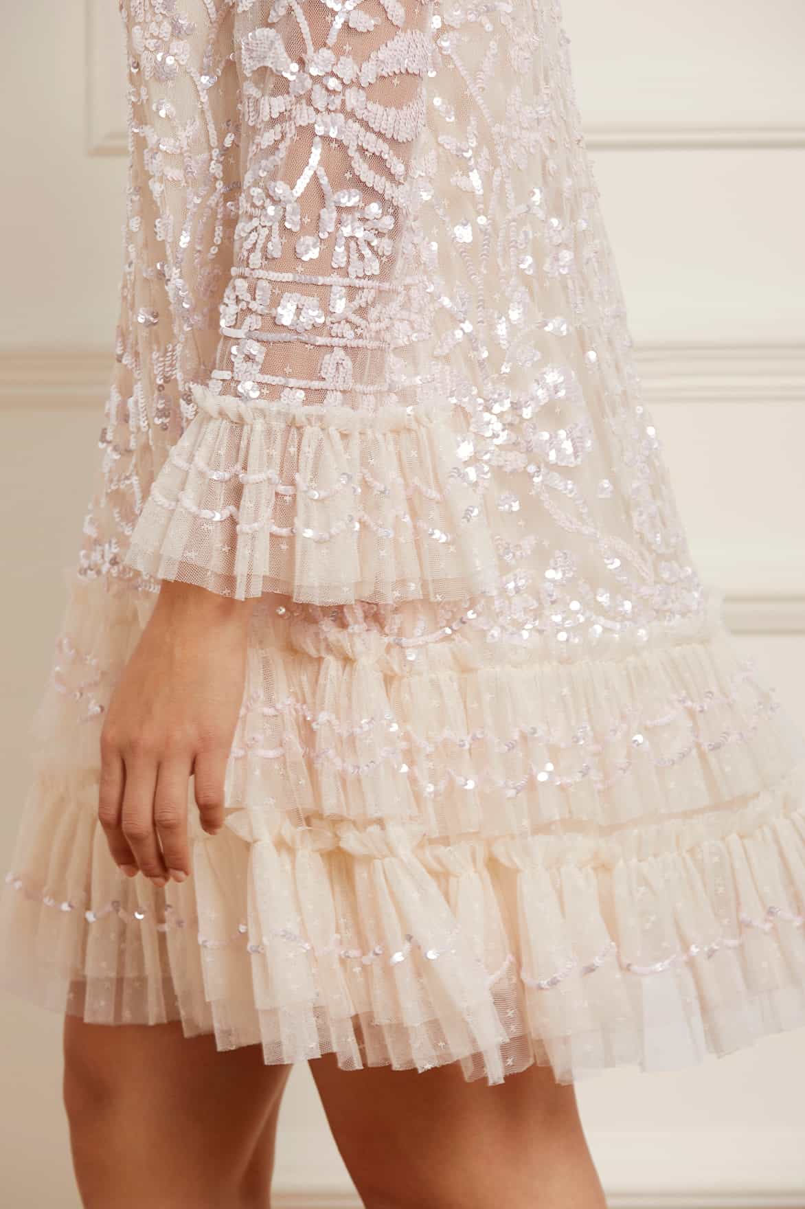 Celia Long Sleeve Mini Dress – Champagne | Needle & Thread