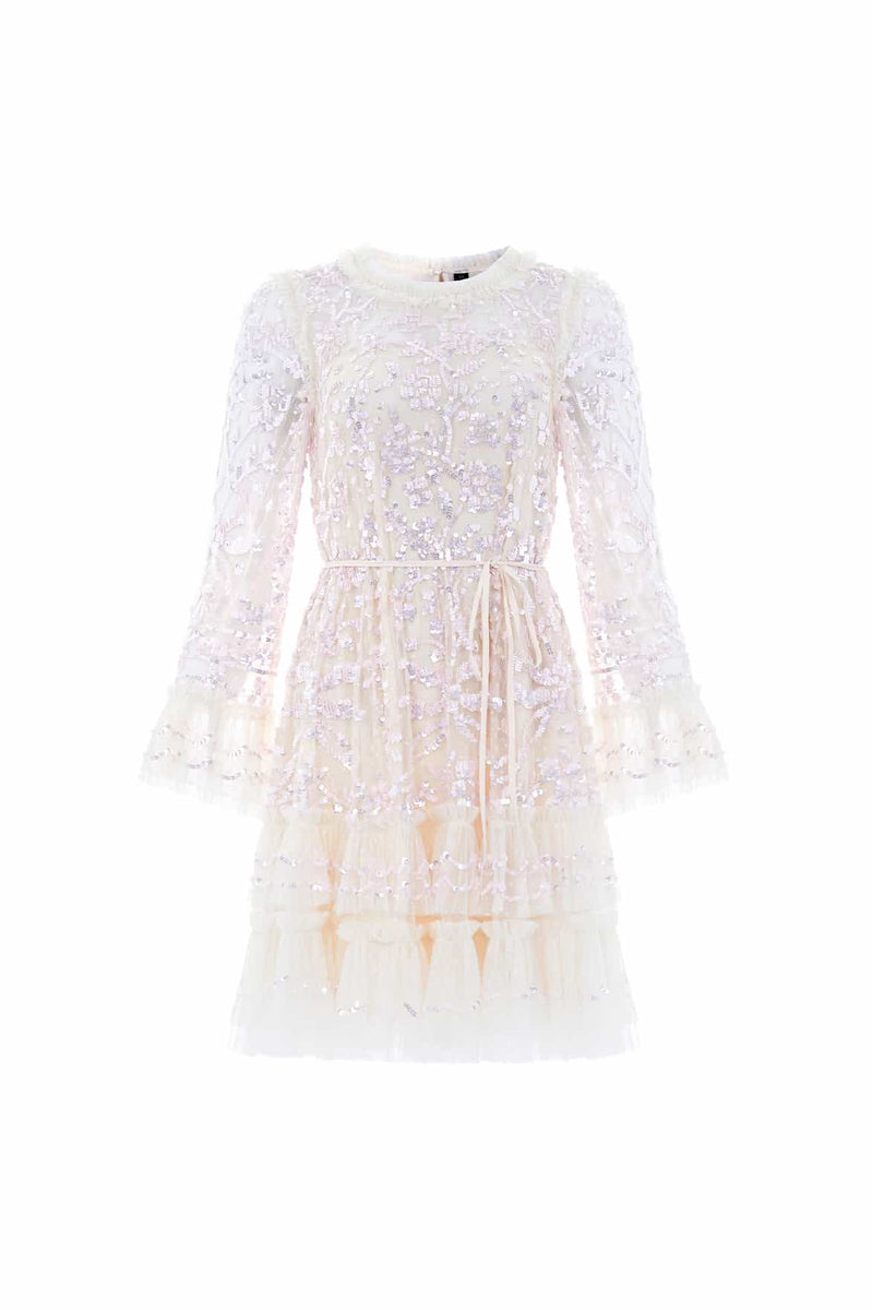 Celia Long Sleeve Mini Dress – Champagne | Needle & Thread