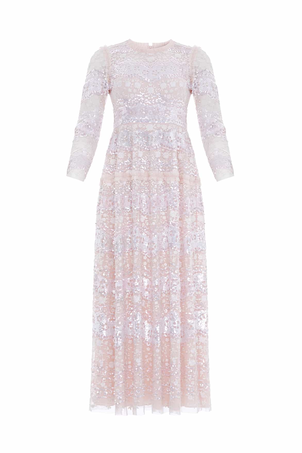 Chantilly Sequin Ankle Gown – Pink | Needle & Thread