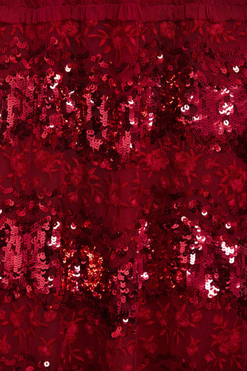 Red Mini Sequin Fabric